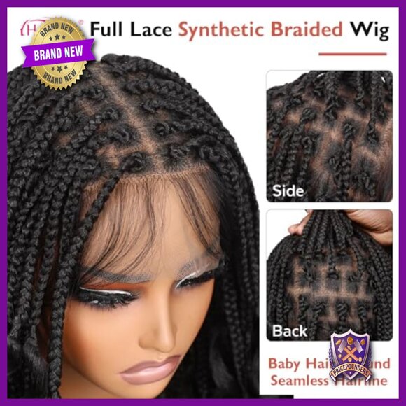 Synthetic Braided Wig 24 Inch Double Full Lace Glueless Wavy Curls main image 4